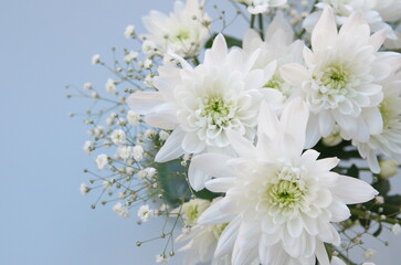 Tender floral bouquet with white chrysanthemums 