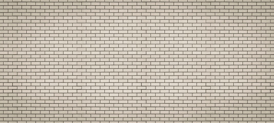 Long brick wall made of beige refractory bricks. Abstract background for design. Backdrop for text. Copy space.