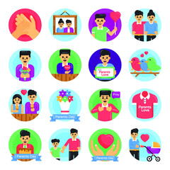Fototapeta premium Pack of Parents Love Flat Rounded Icons