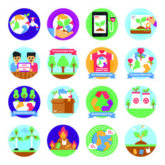 Set of World Environment Day Event Flat Icons

