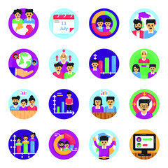 Fototapeta premium World Population Day Flat Icons Pack 