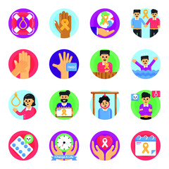 Suicide Prevention Day Flat Round Icons

