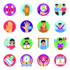 Fototapeta premium Suicide Prevention Day Flat Round Icons