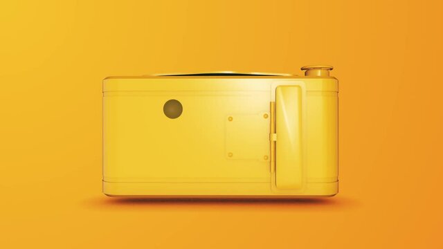 vintage camera on yellow background. 3D render