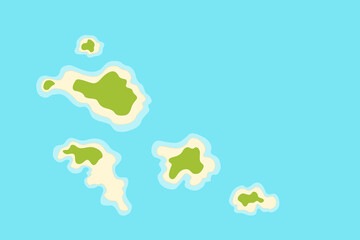 Island chain, aerial view vector drawing of an archipelago  - obrazy, fototapety, plakaty