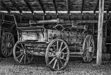 Fototapeta na wymiar A vintage wooden wagon in Montana.