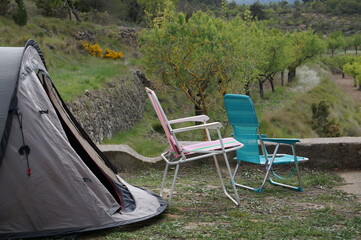 De camping y con sillas