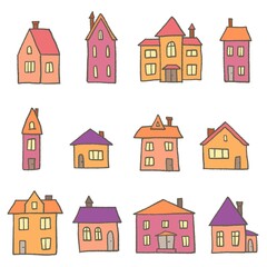 Fototapeta premium Cute vector town homes