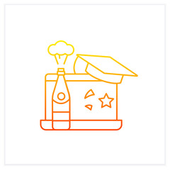 Graduation online party gradient icon. Online party through coronavirus. Contactless celebration. Graduate cap.Isolated vector illustration.Suitable to banners, mobile apps and presentation