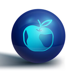 Blue Apple icon isolated on white background. Excess weight. Healthy diet menu. Fitness diet apple. Blue circle button. Vector