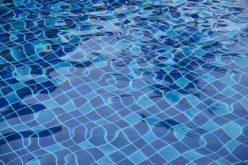 Blurred background. Blue water in the pool