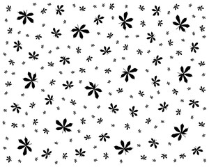 Seamless pattern with black silhouettes of marijuana leaf on a white background
