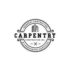 Vintage Carpentry wood logo tamplate