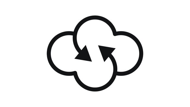 Cloud sync or cloud refresh with arrows line icon animation Motion graphics 4k video motion illustration sign. Outline doodle style alpha channel