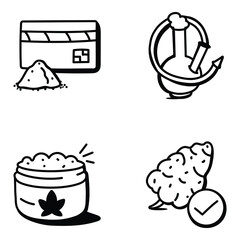 Set of Cannabis Addiction Hand Drawn Icons

