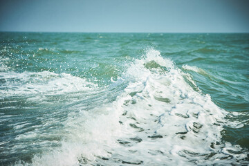 Fototapeta premium Texture of white wave in the ocean.