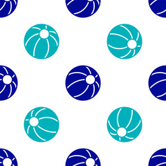 Obraz premium Blue Beach ball icon isolated seamless pattern on white background. Children toy. Vector