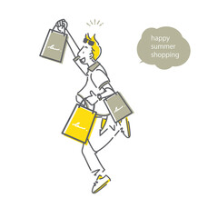 料理を楽しむ男性のシンプルでおしゃれな手描きの線画イラスト Wall Mural Atelier Fmika