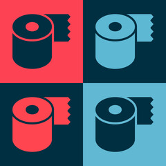 Pop art Toilet paper roll icon isolated on color background. Vector