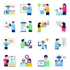 Set of Artificial Technology Flat Icons

