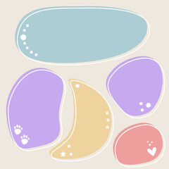 Speach bubble set. Baby nursery wall decor print. Text frames for design welcome card, baby shower party invitation, kid shop tag etc