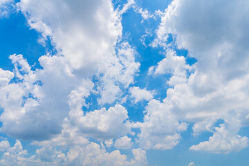 beautiful airatmosphere bright blue sky background abstract clear texture with white clouds.