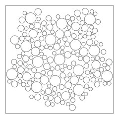 Fototapeta na wymiar Coloring page of random circles Easy coloring pages for seniors. Coloring page of random circles pattern in line-art style, isolated on white squared background. Vector 