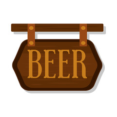 Isolated wooden label with beer text Vector illustration