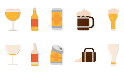 Isolated set of beer icons Vector illustration