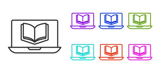 Black line Online class icon isolated on white background. Online education concept. Set icons colorful. Vector
