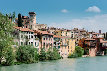 Fototapeta na wymiar Overview of Bassano del Grappa and the Brenta river