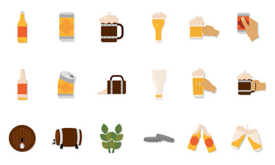 Isolated set of beer icons Vector illustration