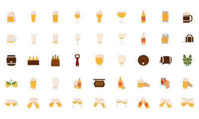 Isolated set of beer icons Vector illustration