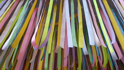 Colored ribbons. Multi-colored ribbons. Hanging colorful ribbons