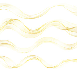 Vector abstract colorful flowing gold wave lines isolated on white background. Design element for wedding invitation, greeting card