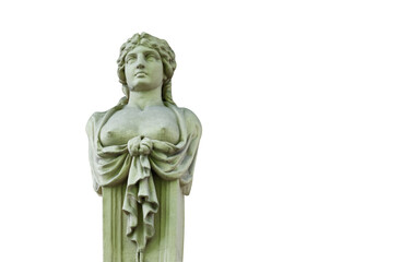 Fototapeta na wymiar Beautiful Olympic goddess of love in antique Greek mythology Aphrodite (Venus) Fragment of ancient statue.