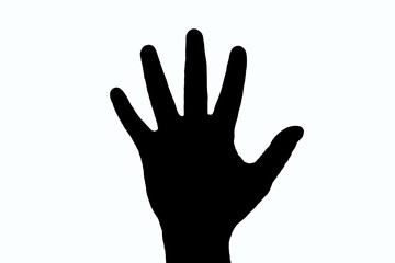 Illustration of an outline of a hand with fingers apart on a white background