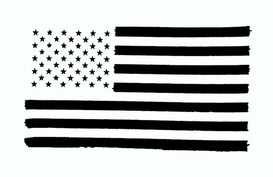 Monochrome illustration of the USA flag on a white background
