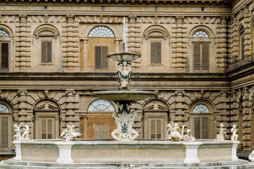 Fototapeta na wymiar View of Palazzo Pitti from the Boboli Gardens