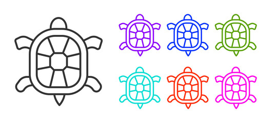 Black line Turtle icon isolated on white background. Set icons colorful. Vector