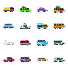 Pack of Transport Flat Icons 

