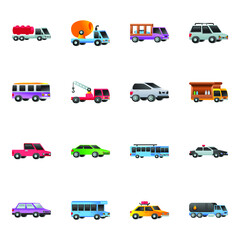 Pack of Automotives Flat Icons 

