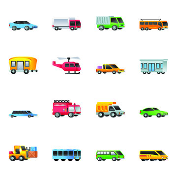 Pack of Automobiles Flat Icons 


