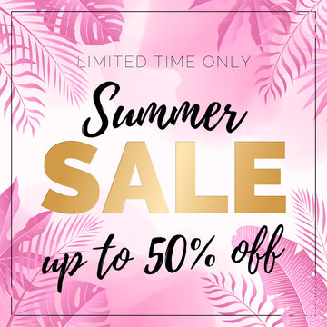 Pink and gold summer sale banner