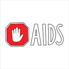Stop aids sign illustration. Doodle style.