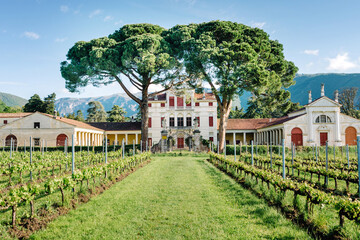 Bassano del Grappa, Italy - Villa Angarano is a Venetian villa. Historic villa designed by the architect Andrea Palladio
