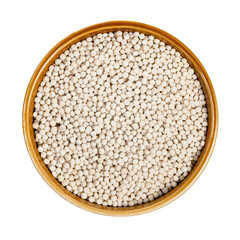uncooked ptitim (pearl couscous) in bowl cutout