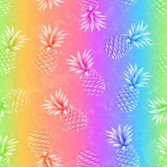 Rainbow summer pattern with pineapple