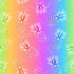 Foto op Canvas Rainbow summer pattern with pineapple © Skutiherra
