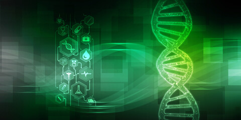 2d render of dna structure, abstract background
